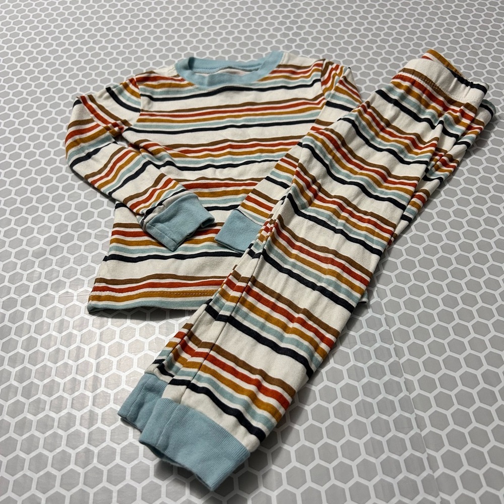 Striped Kids Pajamas with Blue Accents Size 2T
